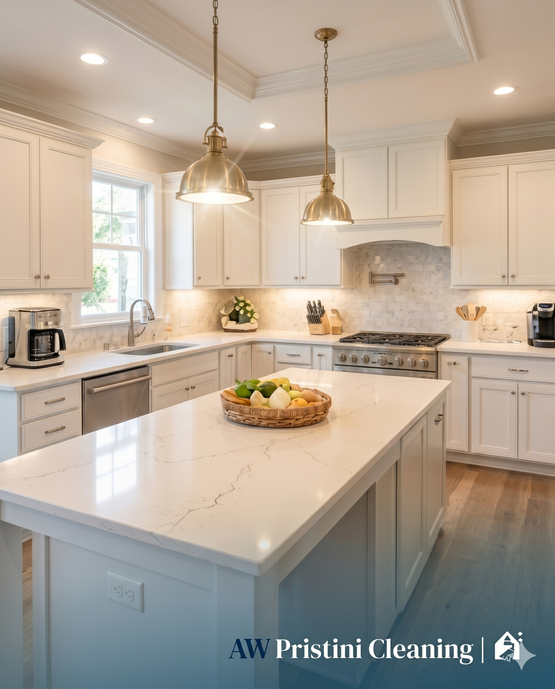 Bright clean kitchen ready for Airbnb guests